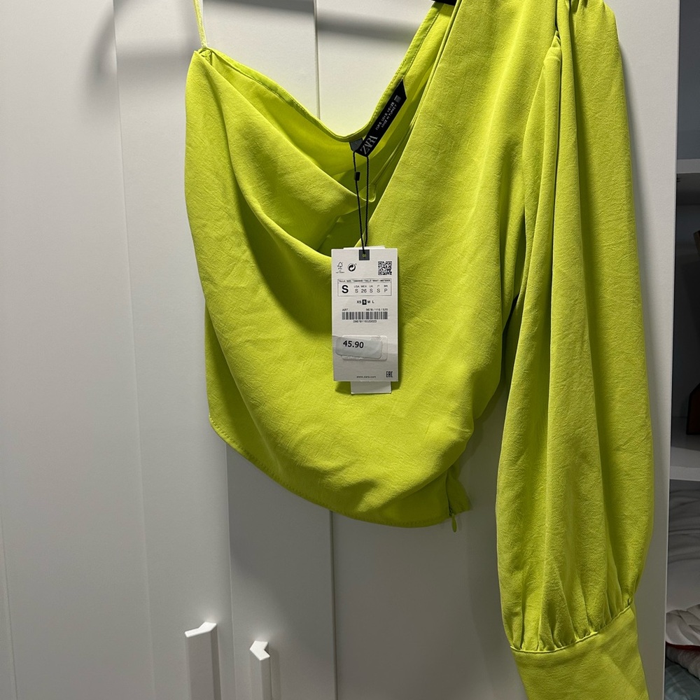 Zara Vibrant Green Drape Neck Top